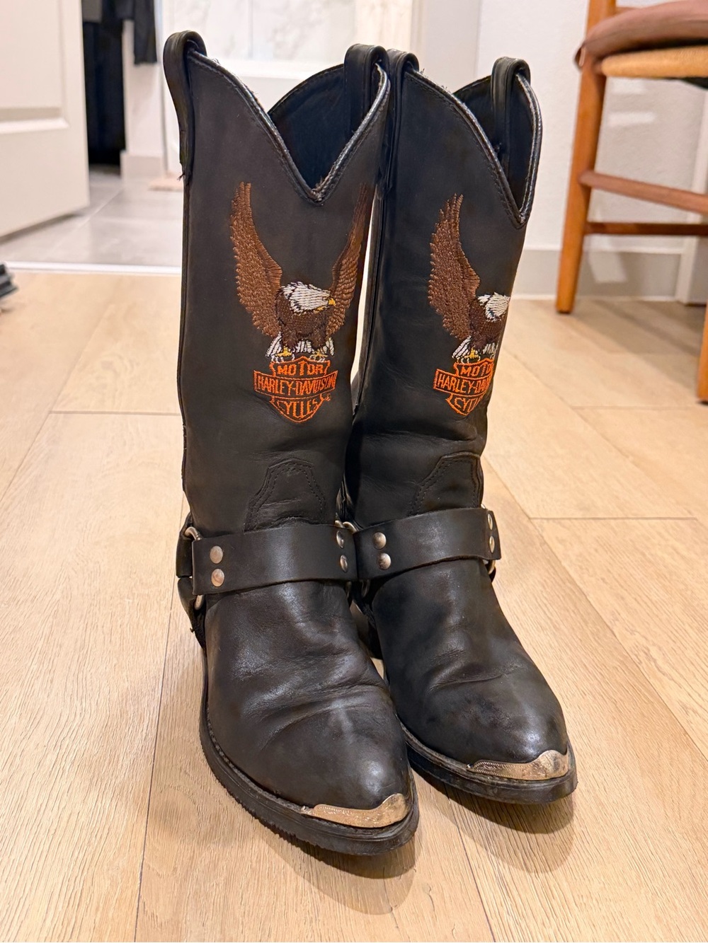 RARE Harley-Davidson Black Leather Harness Boots with Silver Accents size 9.5 - Picture 2 of 6